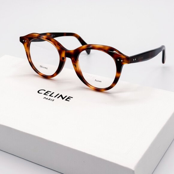 NEW CELINE CL41458 086 EYEGLASSES WOMEN HAVANA ROUND EYEWEAR CELINE - Picture 1 of 11